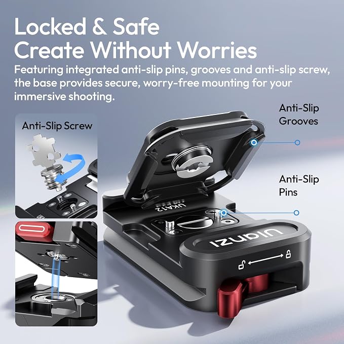 ULANZI UKA12 Pro Quick Release Plate, Arca-Swiss Camera Tripod Mount Adapter w