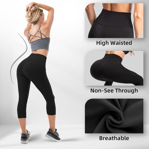 Ipletix Capri Leggings - High Waisted Buttery Soft Opaque Yoga Pants with Pockets | 2 Pack for Women