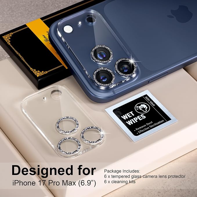 for 6 Pack iPhone 17 Pro Max Camera Lens Protector 9H Tempered Glass Camera