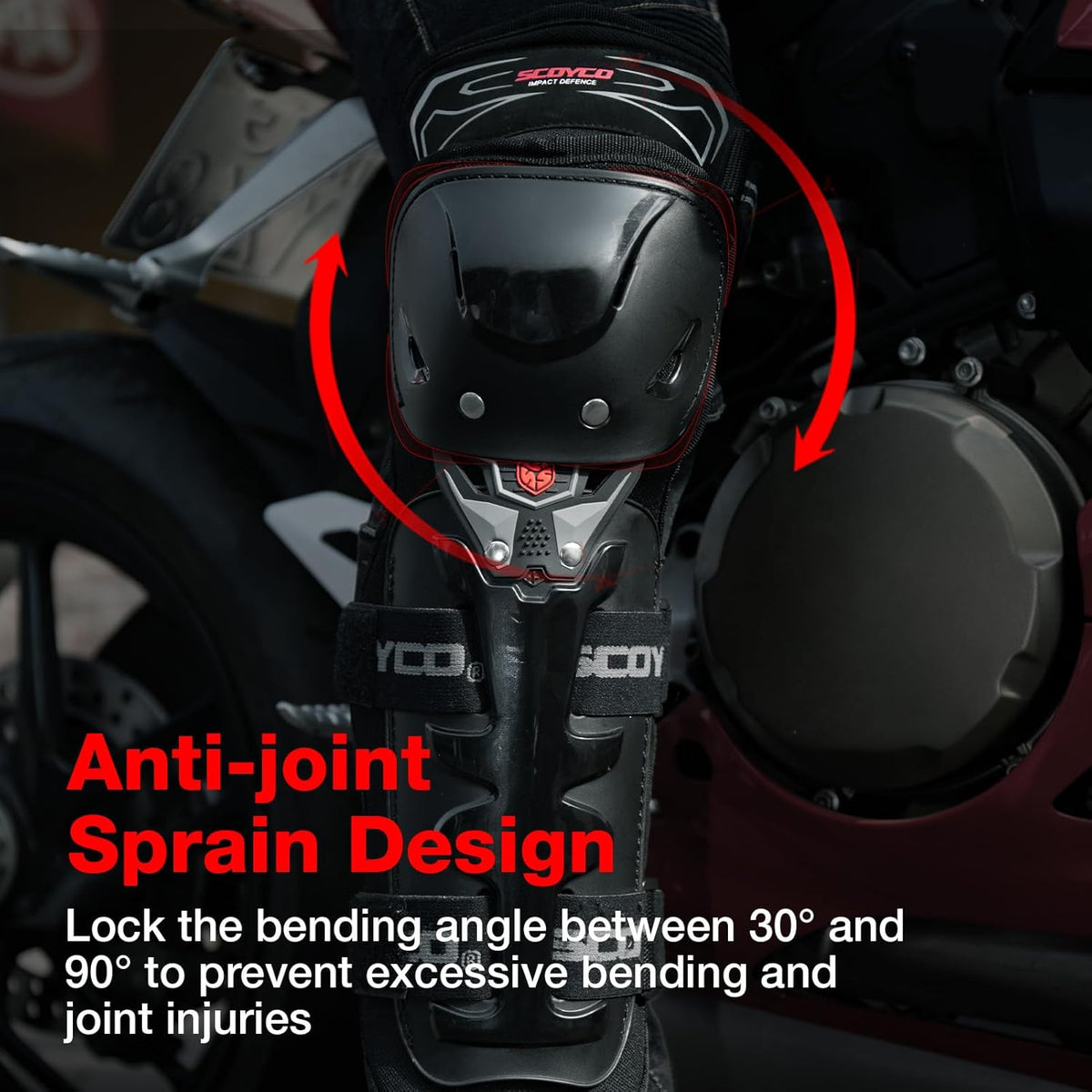 SCOYCO Motorcycle Knee Pads - CE Level 1 Adjustable Protective Gear for Motocross & Cycling