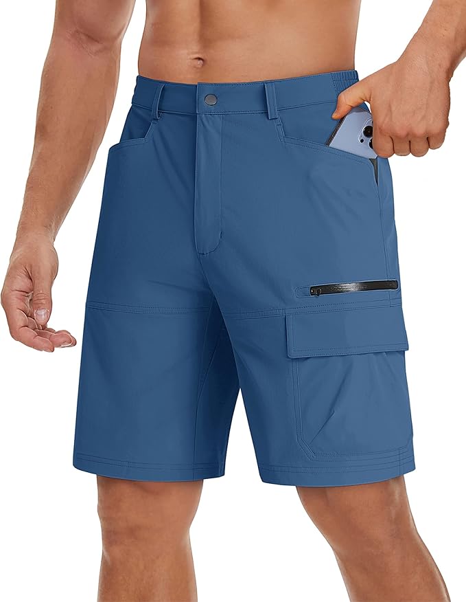 TACVASEN Men's Summer Outdoor Shorts Quick Dry Cargo Casual Work Hiking Shorts (NO Belt)