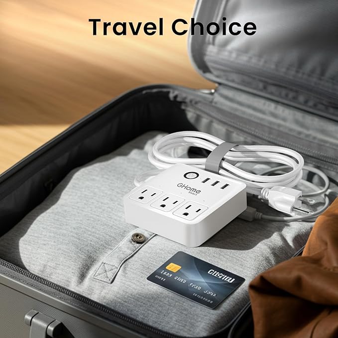 GHome Smart Power Strip with 3 WiFi Outlets & 3 USB Ports, ETL Listed Smart Surge Protector, Works with Alexa & Google, Individual Control WiFi Outlet Strip 4Ft Extension Cord for Home Office & Travel