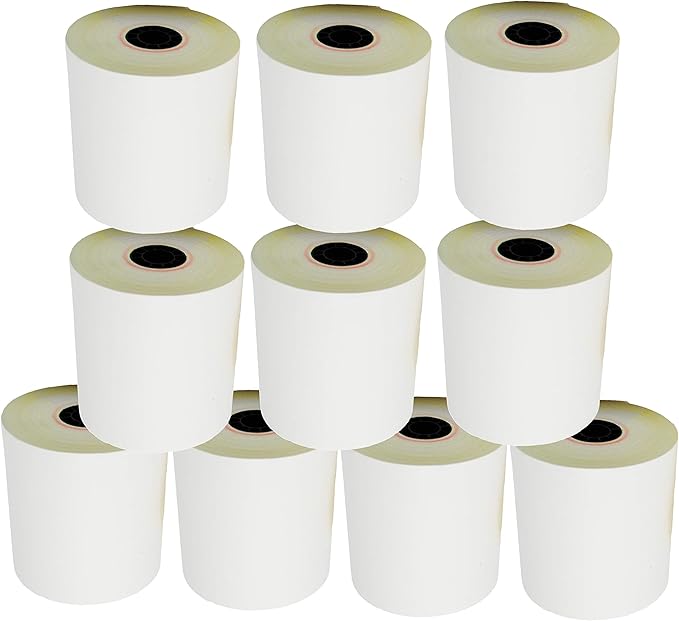 3'' x 95' White/Canary 2 Ply Carbonless Kitchen Printer Paper Cash Register
