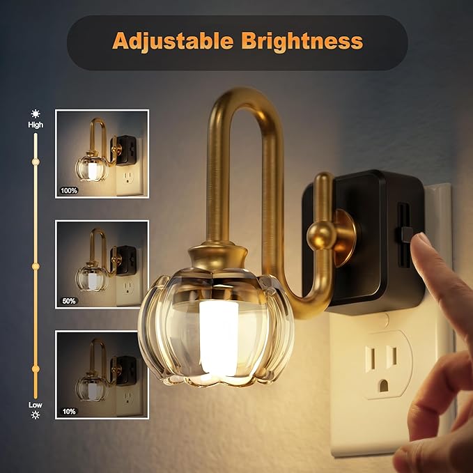 JandCase Night Light, Night Lights Plug into Wall, Glass LED Nightlight
