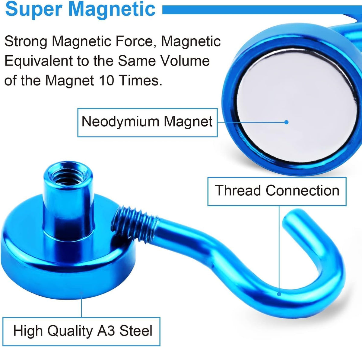 DIYMAG Magnetic Hooks 20pcs 30lbs+ Cruise Essentials 2026 Magnet Hook Blue