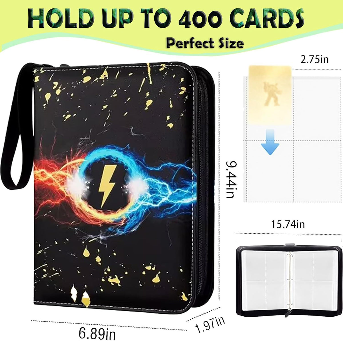 Skiennix Premium Zip Trading Card Binder - 4 Pocket Collectible Album for MTG & TCG Sports Cards (400 Pocket)