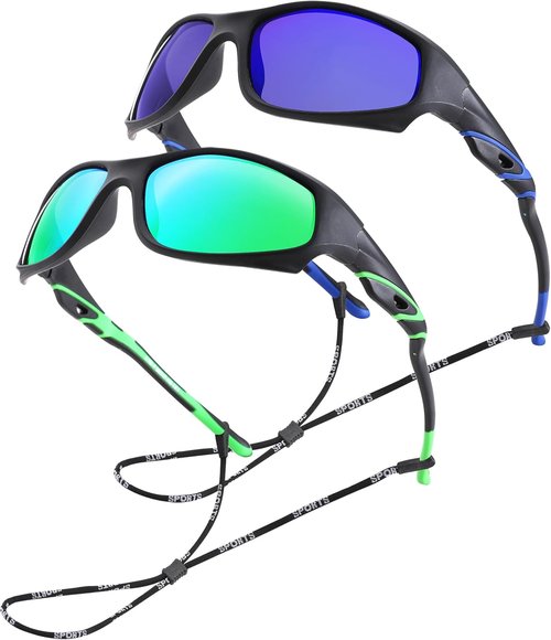 NULOOQ Kids Baseball Sunglasses - Unbreakable Polarized Sports Eyewear for Ages 4-12