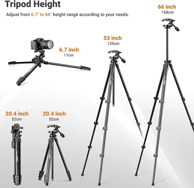 Joilcan 66" Travel Tripod for Camera, Aluminum Compact Tripod