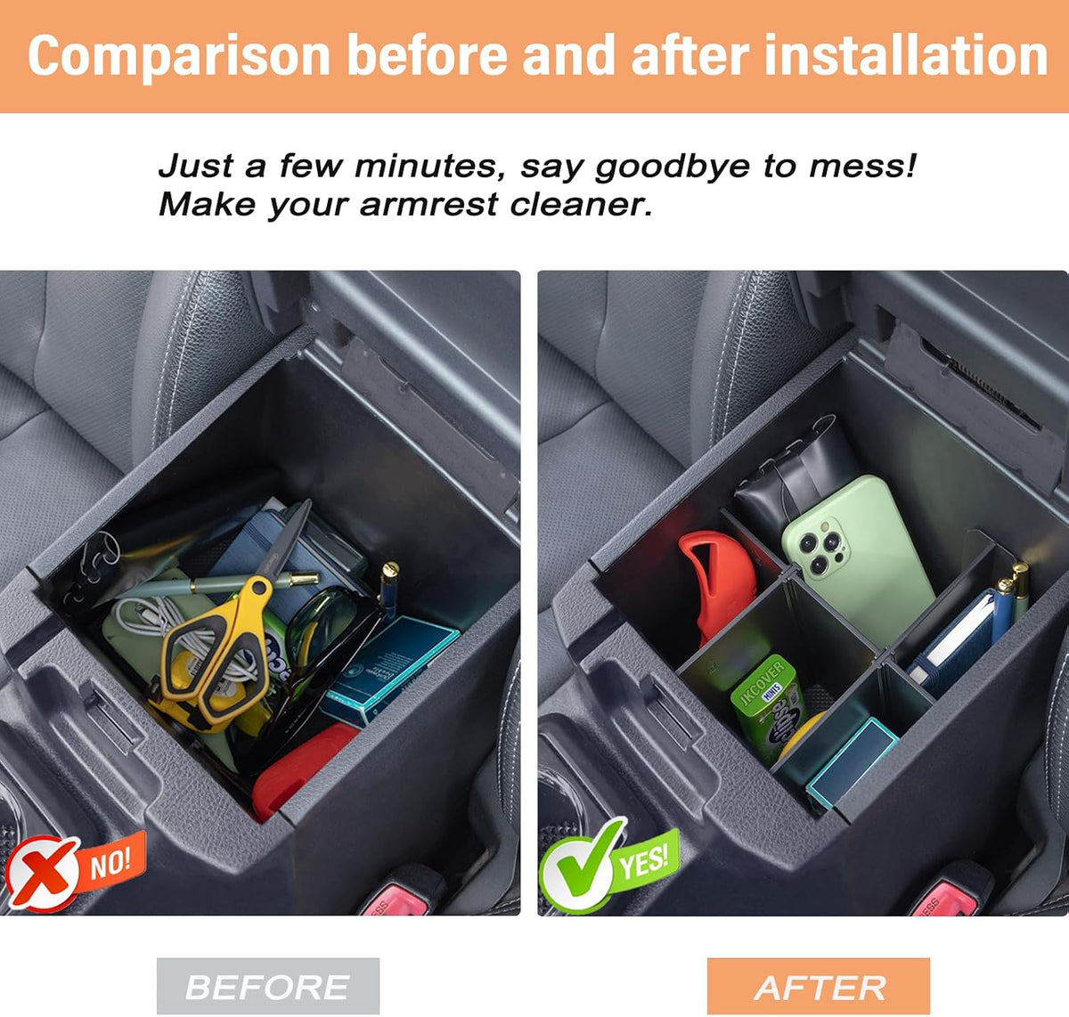 JKCOVER 3PCS Center Console Organzier For Toyota Tacoma 2016-2023