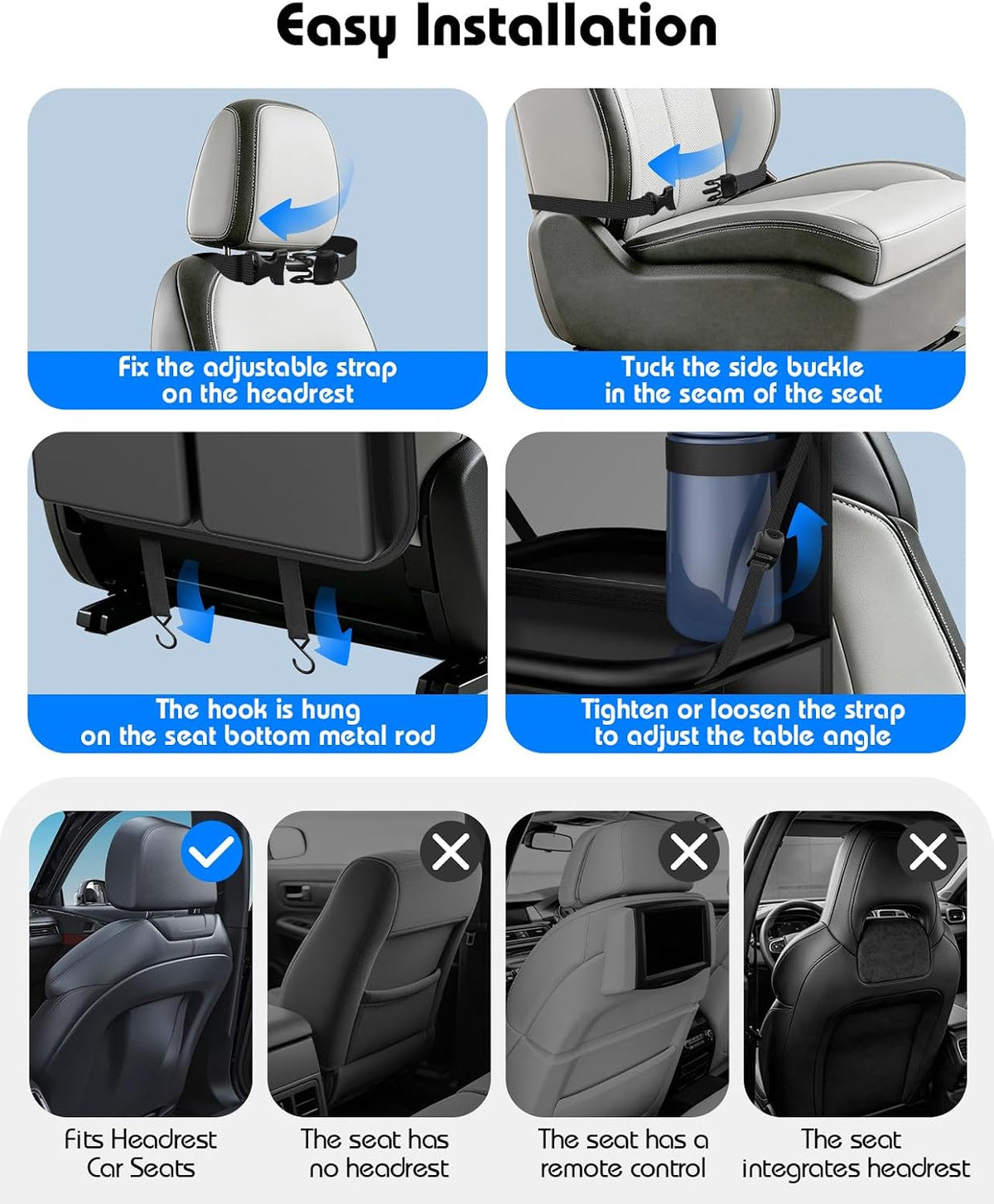 Car Backseat Organizer with Foldable Table Tray (2 Pack)