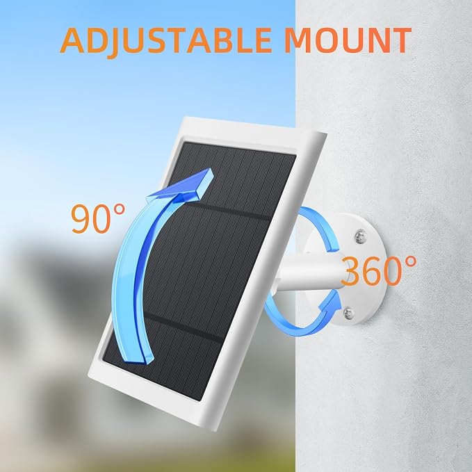 5 Pack IP65 Solar Panel for Rings Camera, 4W Solar Charger Compatible