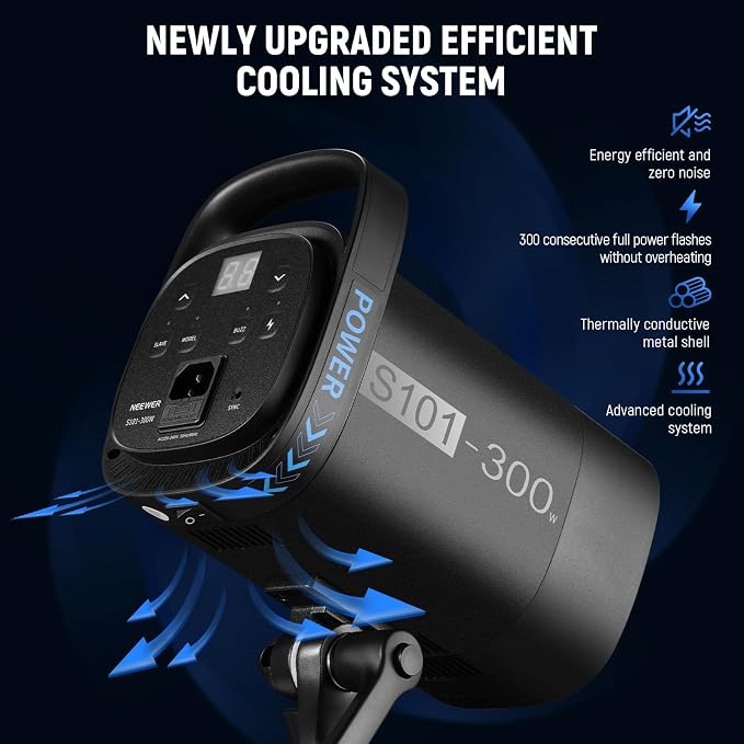 NEEWER 600Ws Studio Monolight Flash Light Kit: 2 Pack S101-300W 5600K Strobe
