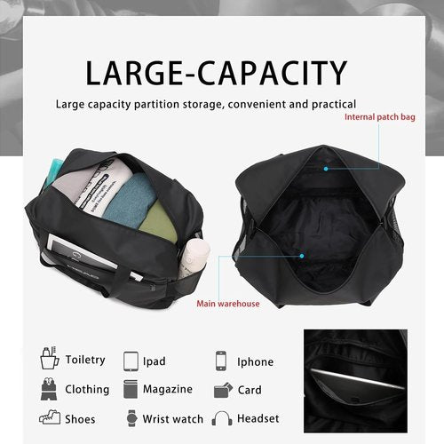 HEAD Waterproof Duffel Bag - Large Lightweight Gym Bag for Men | Durable Sports Duffle for Travel, Black