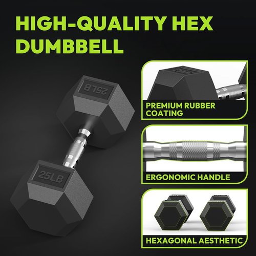 HANDBODE Hex Dumbbell Set - 300-840 lb Rubber Coated Weights with Heavy Duty Rack | Home Gym Strength Training
