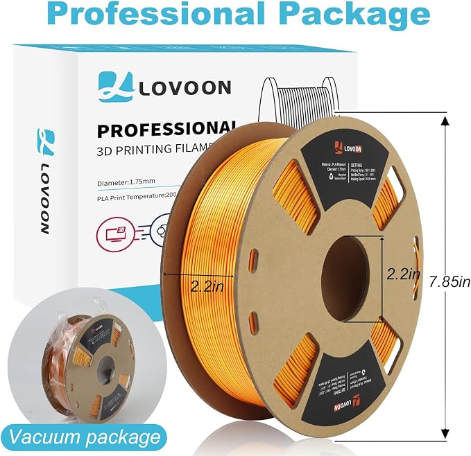 LOVOON 3D Printer Filament Dualcolor, 1.75mm Silk PLA Filament Gold Red