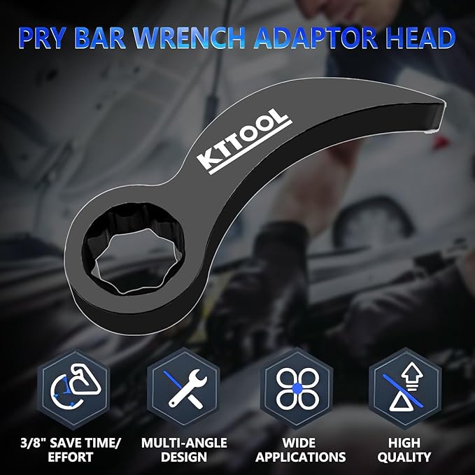 Pry Bar Wrench Adaptor Head, Crowbar Adapter Head Tool, Half Shaft Removal Car Repairing Tools 3/8" Drive