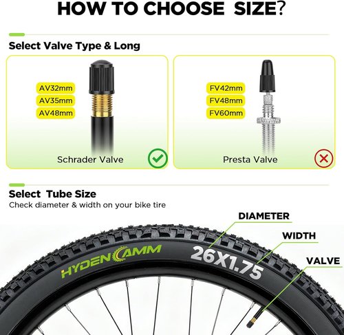 26-Inch Bike Tubes by [Brand Name] - 4 Pack with 35mm Schrader Valve | Butyl for MTB & Road Bikes
