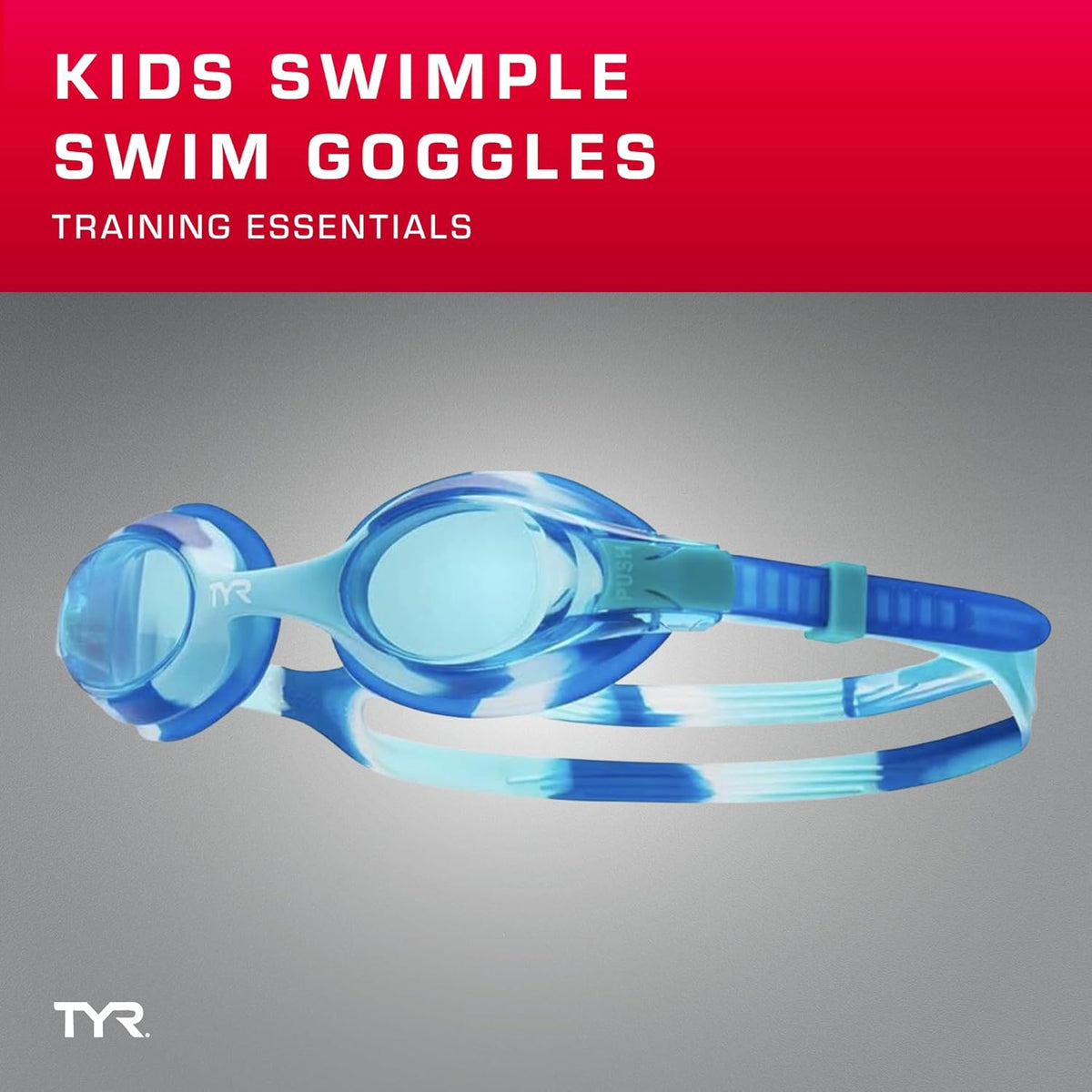 TYR Swimple Swim Goggles - Colorful Tie-Dye Design for Kids | Comfortable & Secure Fit