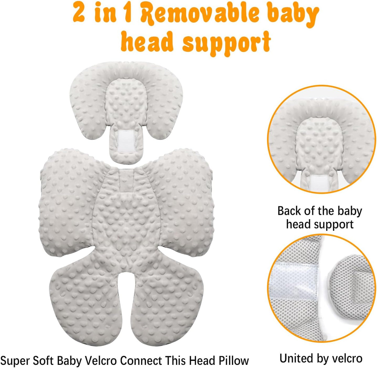 KAKIBLIN Infant Car Seat Insert, Carseat Head Insert & Body Support for Newborn, 2-in-1 Reversible Newborn Car Seat Cushion, Soft Stroller Insert for Car Seats, Bouncer, Strollers, Swing