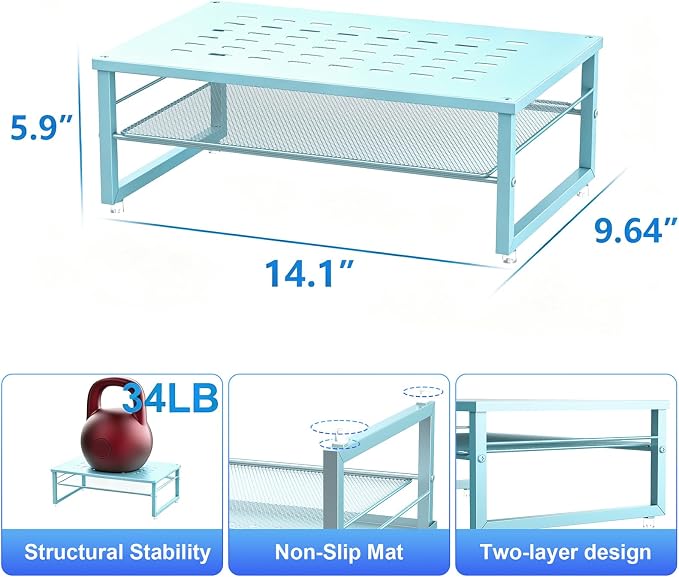 gianotter 2-Tier Metal Monitor Stand Riser, Desk Organizer