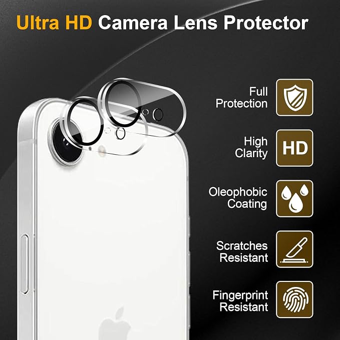 3 Pack Camera Lens Protector for iPhone 17e, Tempered Glass, Anti-Fingerprint
