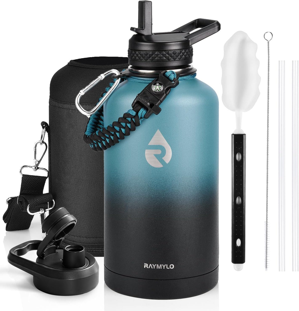 RAYMYLO Insulated Water Bottle - 64 oz Triple Wall Vacuum Stainless Steel | Cold for 48 Hrs, Leak Proof, Non-BPA