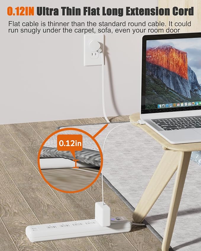 2 Prong Power Strip, WRXDMC 2 Prong to 3 Prong Outlet Adapter, 5ft Extension Cord with Polarized Plug, 1680J Surge Protector, 5 AC Outlets & 3 USB, Wall Mountable, Ideal for Non-Grounded Outlets