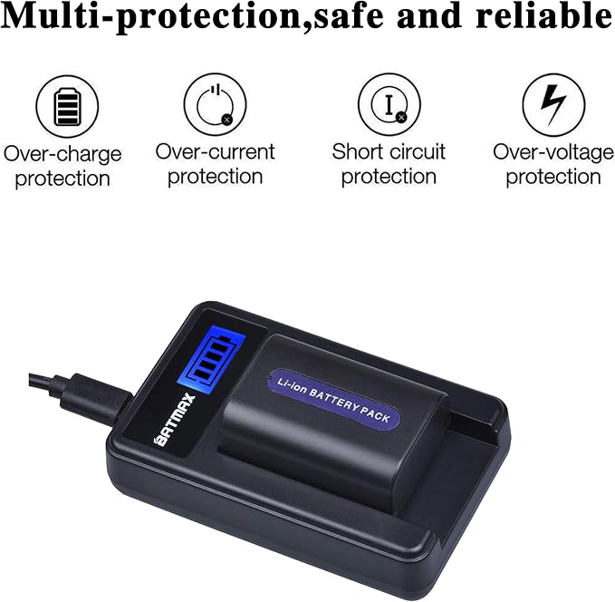 Batmax 2Packs NP-FH50 Battery + LCD USB Charger