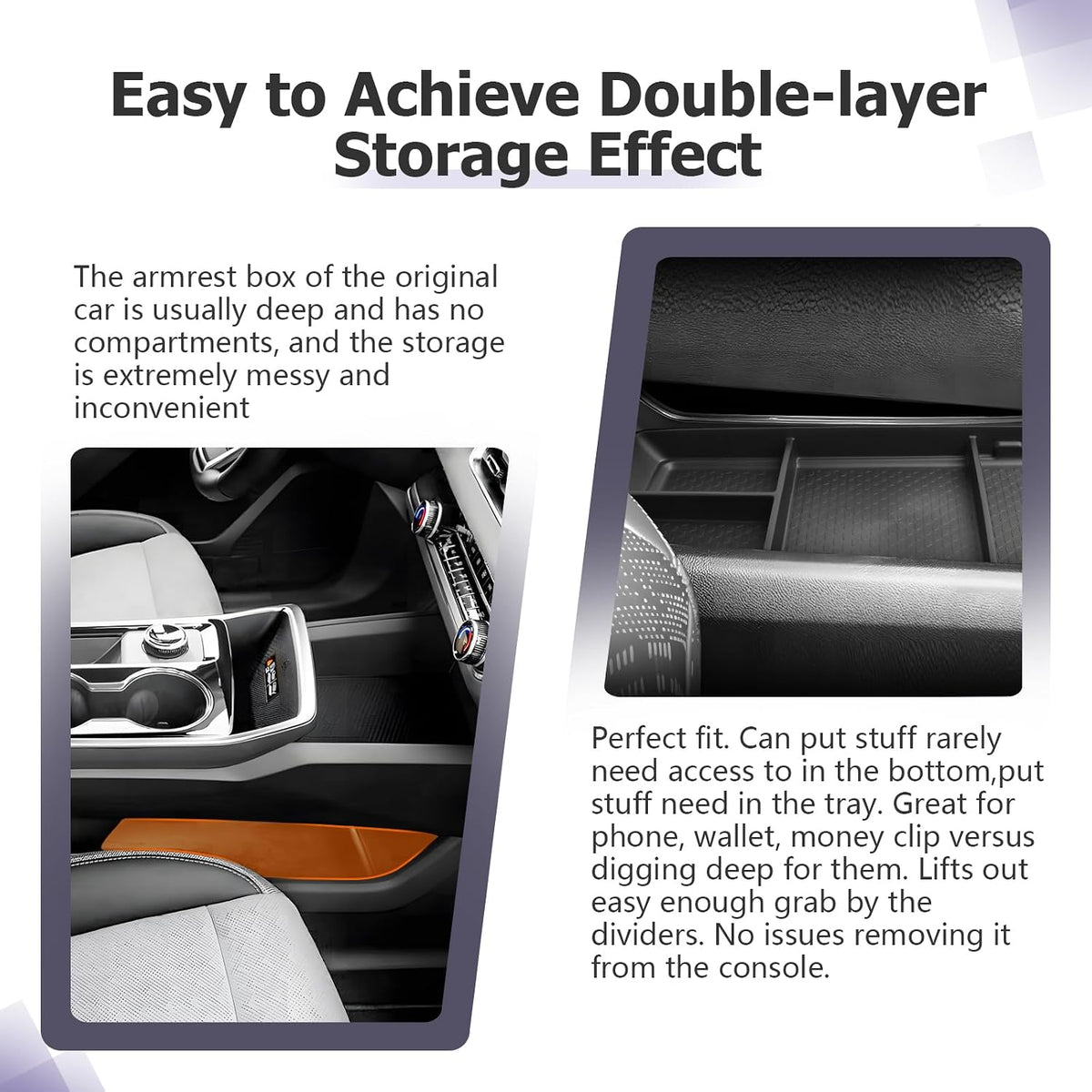 LUWU for 2026 2027 Equinox Lower Center Console Organizer Armrest Storage Box Armrest Organizer Insert Tray Console Organizer Storage Tray 2025 2026 2027 Chevy Equinox Accessories