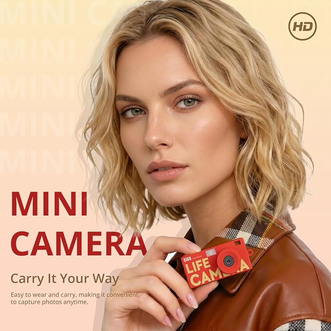 Mini Keychain Digital Camera, 1440P Video, 2MP Photos, 16GB Card, Type C