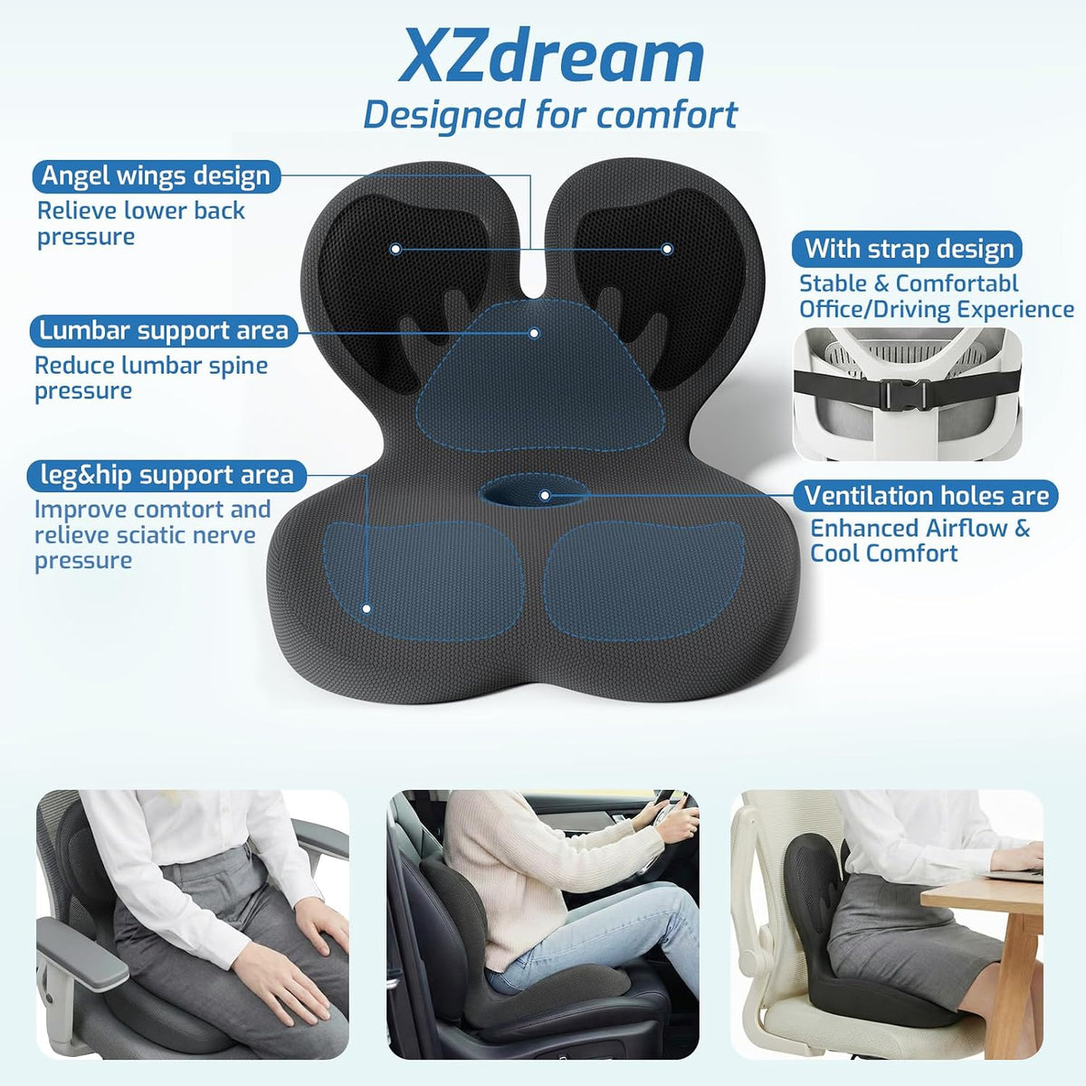 Seat Cushion with Lumbar Support Pillow,Ergonomic Chiar Cushion