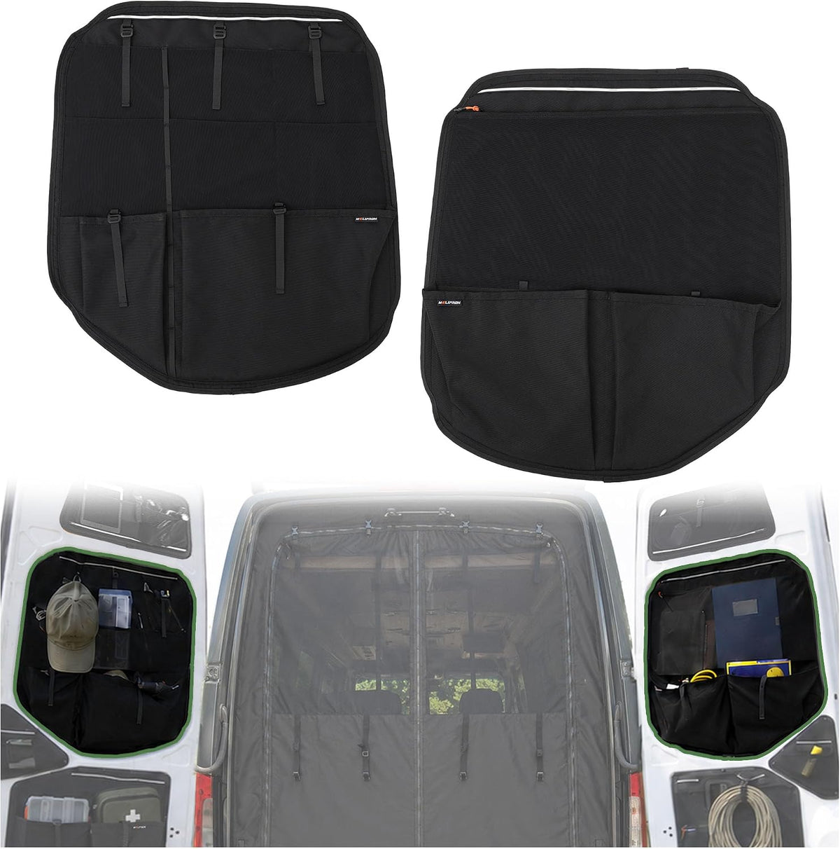 MELIPRON Rear Door MIDDLE Storage Panels Fit for Mercedes Sprinter | VS30 High/Mid Roof 2019-2026, Pair of Modular Bags, Extra Storage Capacity, Space-Saving Design, Ideal for Van Organization