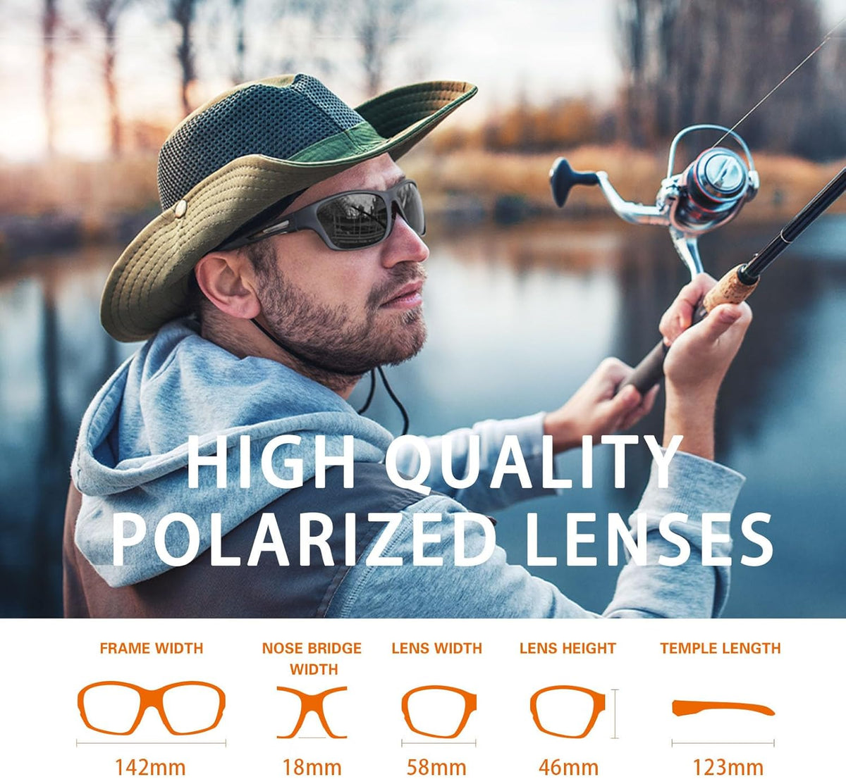 Suoso Polarized Sports Sunglasses - UV400 Protection Wrap-Around Goggles for Men | Ideal for Driving & Fishing