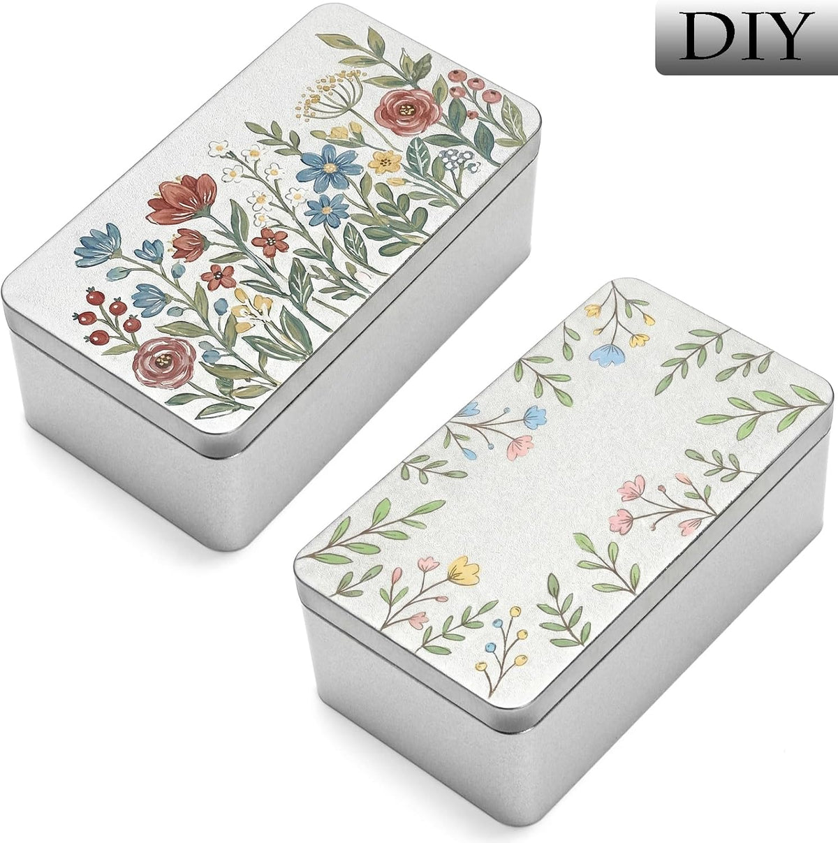 Okllen 8 Pack Silver Rectangular Tin Box, 7 x 3.9 x 2.4 inch Empty Metal Tin Containers with Lids, for Jewelry, Car Keys, Candy, Crafts, Gift &amp; Home Storage