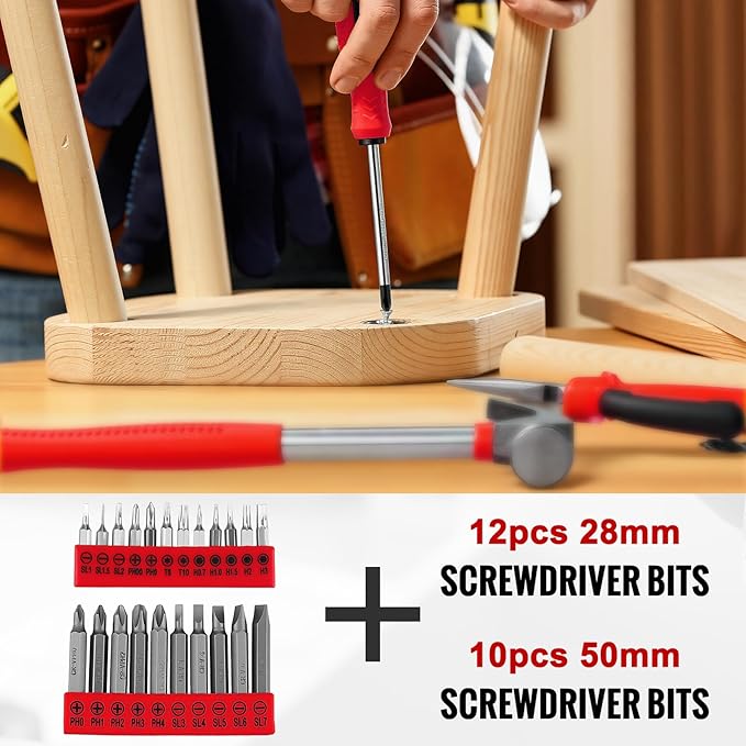 TLGREEN 101 Pcs 8V Cordless Drill and Tool Set, USB-C Rechargeable Power Tool Kit with Brushless Motor & Fast Charge, Lightweight Home Tool Kit for DIY, Repair, and Maintenance with Storage Case（Red)