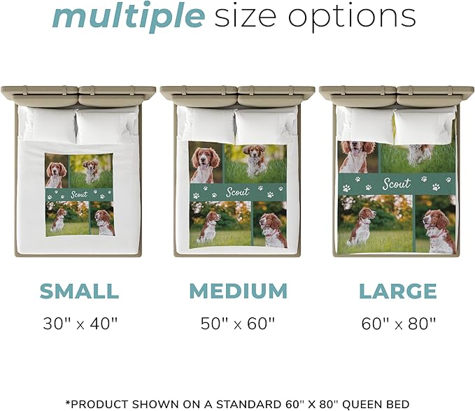Prints Next Day – Custom 60" x 80" Fleece Pet Lightweight Blanket with Multi-Photo Upload - Personalized with Pet Lightweight's Name - Gift for Dog or Cat Owners - Printed in America