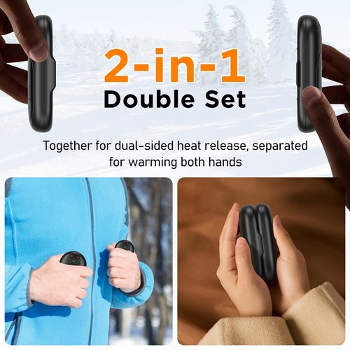 AI Hand Warmers - Rechargeable 6000mAh Electric Pocket Heater | 20-Hour Heating, 3 Levels, 2-in-1 Design