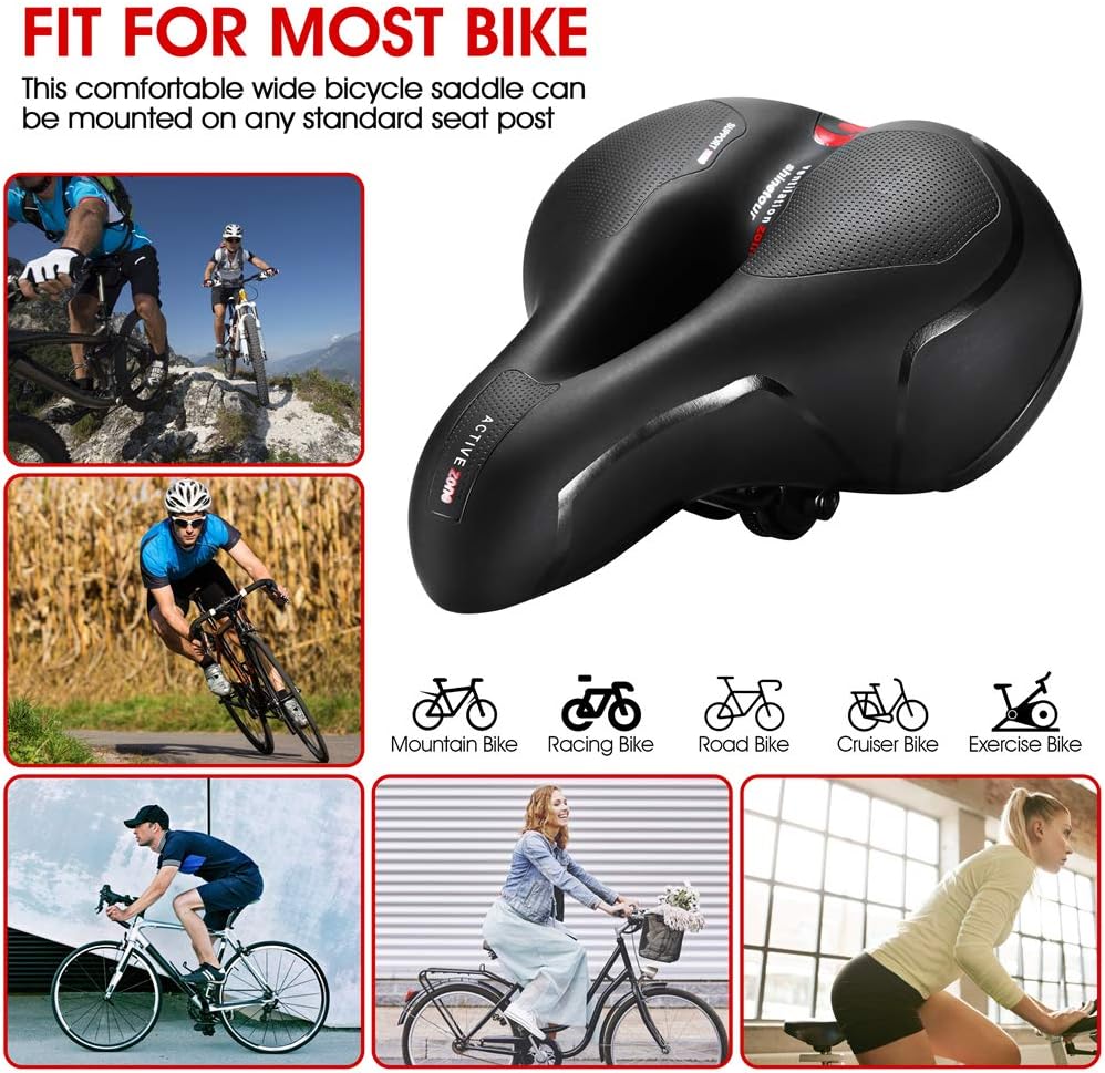 Skiennix Comfortable Bicycle Seat Cushion - Dual Shock Absorbing Memory Foam | Waterproof Design for Road Bikes