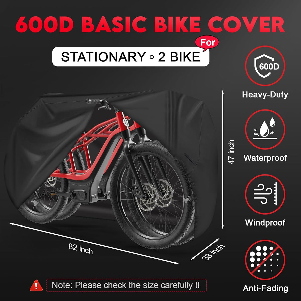 Zettum Bike Cover for 2 Bikes - Heavy Duty Waterproof 600D Outdoor Storage | Fits eBikes, Mountain Bikes & More