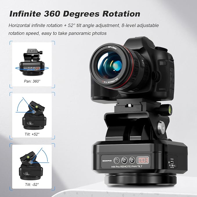 Soonpho M4 Pro Motorized Tripod Head, Rotating Panoramic Control 360° Pan Tilt