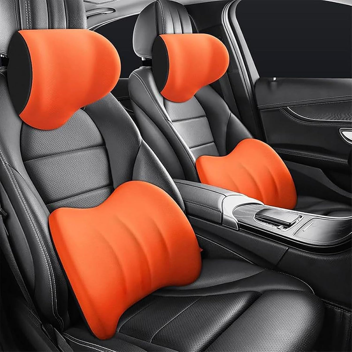 Car Headrest & Lumbar Support Cushion for Honda CRV 2023 2024 2025, Ergonomic Car Seat Headrest Memory Foam Neck and Back Pillow Kit Breathable Removable for Driving Fatigue Relief,B/Gray