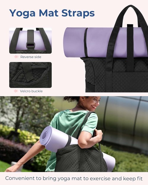 BAGSMART Puffer Tote Bag for Women - 20L Quilted Work & Travel Essentials with Zipper