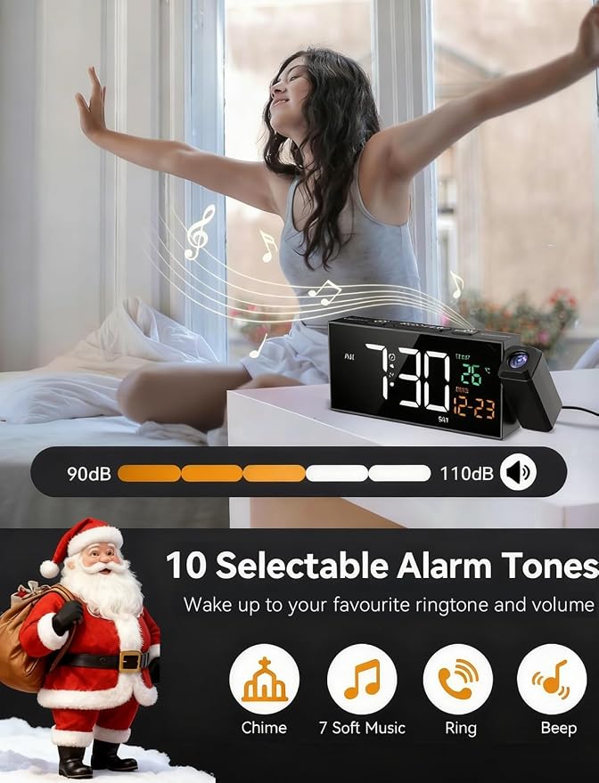 Netzu Projection Clock for Bedroom Ceiling, Alarm Clocks