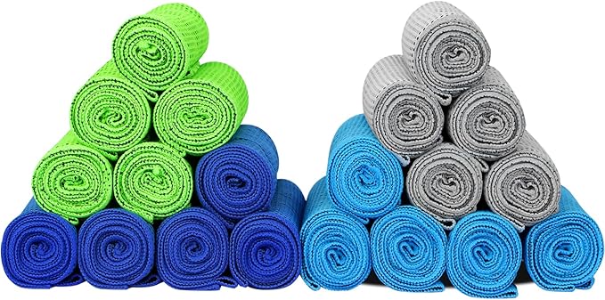 Cooling Towel 20 Pack (40"x12") Ice Towels, 160GSM Soft Breathable, Super Absorbent, Quick Cold Towel, for Bowling, Yoga, Travel, Camping, Golf, Football, Hiking, Outdoor Work