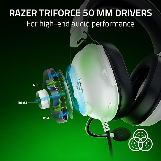 Razer BlackShark V2 X Wired Xbox Gaming Headset, White | 50mm Drivers, Cardioid Mic, Lightweight, Comfortable Noise Isolating Earcups, For Xbox Series X, Series S, PS5, PC, Switch