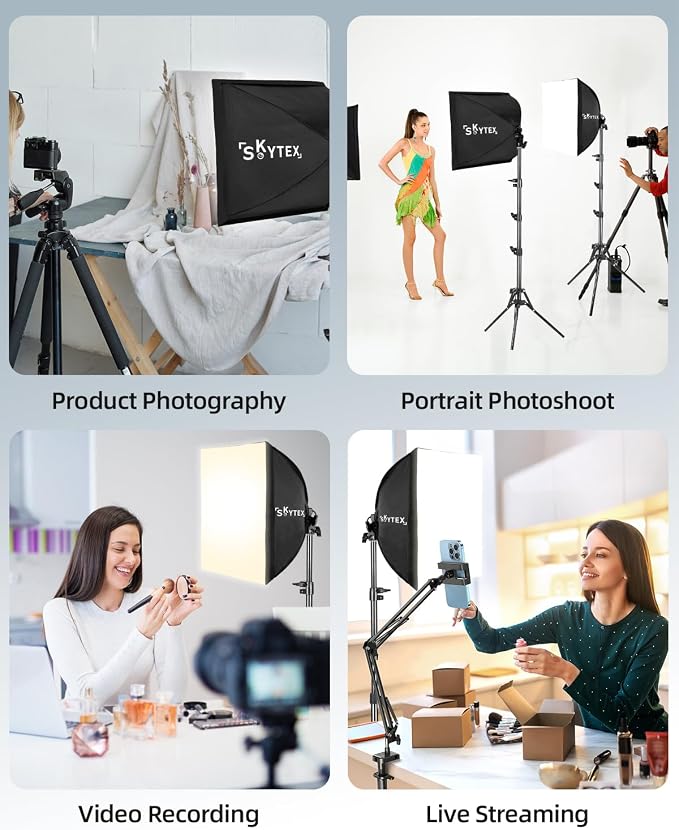 Skytex Softbox Lighting Kit 16x16in Soft Box 2Pack Upgrade 135W 2700-6400K