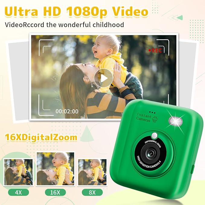 Instant Print Camera for Kids, Christmas Birthday Gifts for Girls Boys