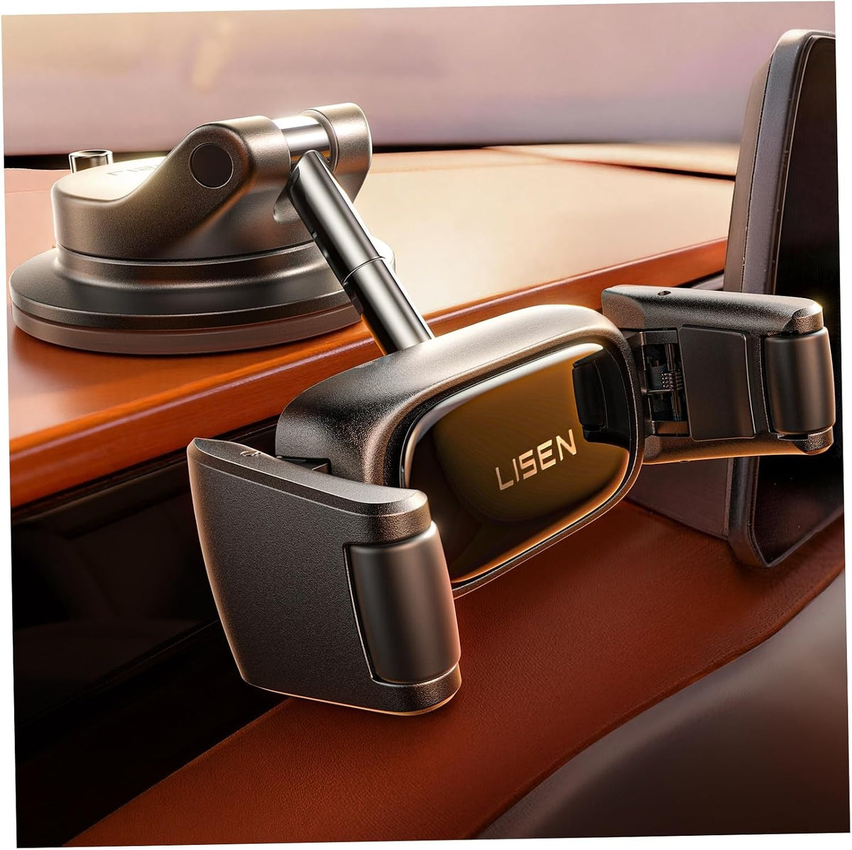 LISEN Suction Phone Mount for Car, [Ultra Suction & Less Fuss] Car Phone Holder Mount Vacuum Dashboard Phone Holder, Car Cell Phone Holder for iPhone 17 16 15 14 Pro Max Air with Case Galaxy S26 S25