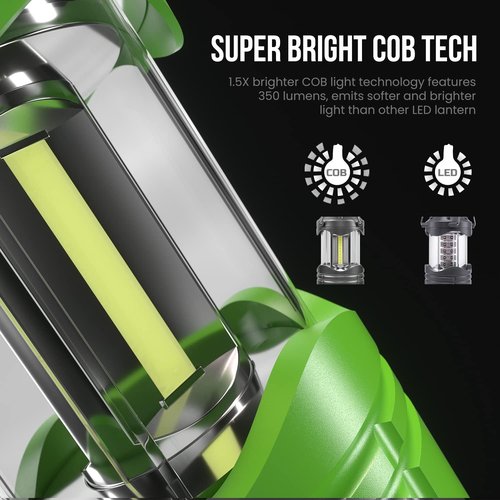 Lichamp LED Camping Lantern - 4 Pack Battery Powered Flashlights for Emergencies | Portable Green Light