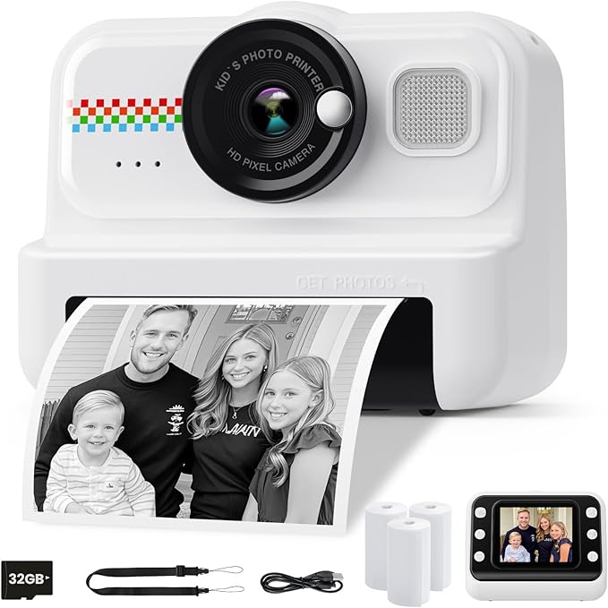 HiMont Kids Instant Print Camera, 1080P HD Kids Camera Instant Print